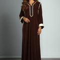 Gandoura Velours Marron – Broderies Dorées