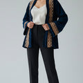Veste Velours Bleu Canard - Élégance Marocaine