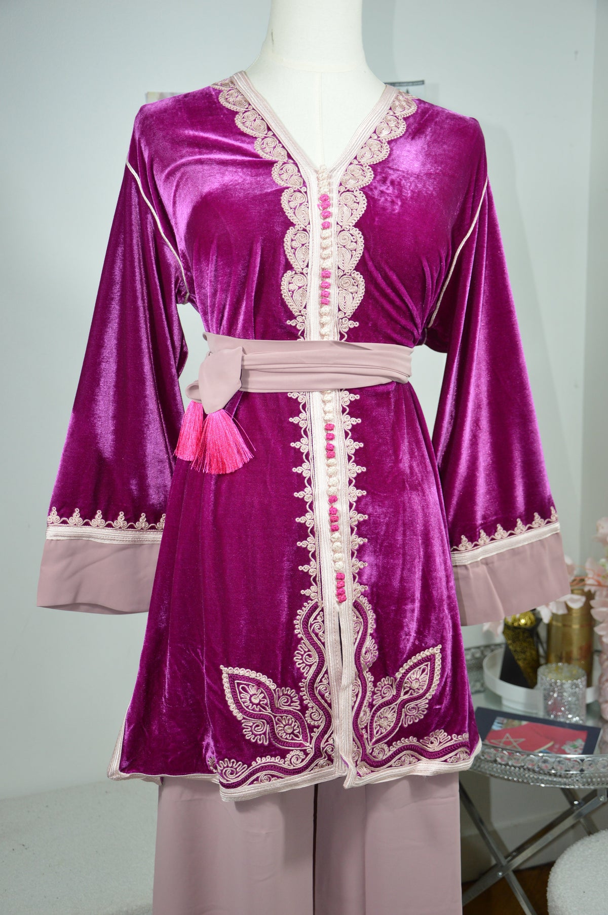 Jabador Fushia Rose Femme - Ensemble 3 Pièces Velours et Crêpe