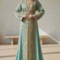 Embroidered Moroccan Teal Takchita - Luxury and Tradition