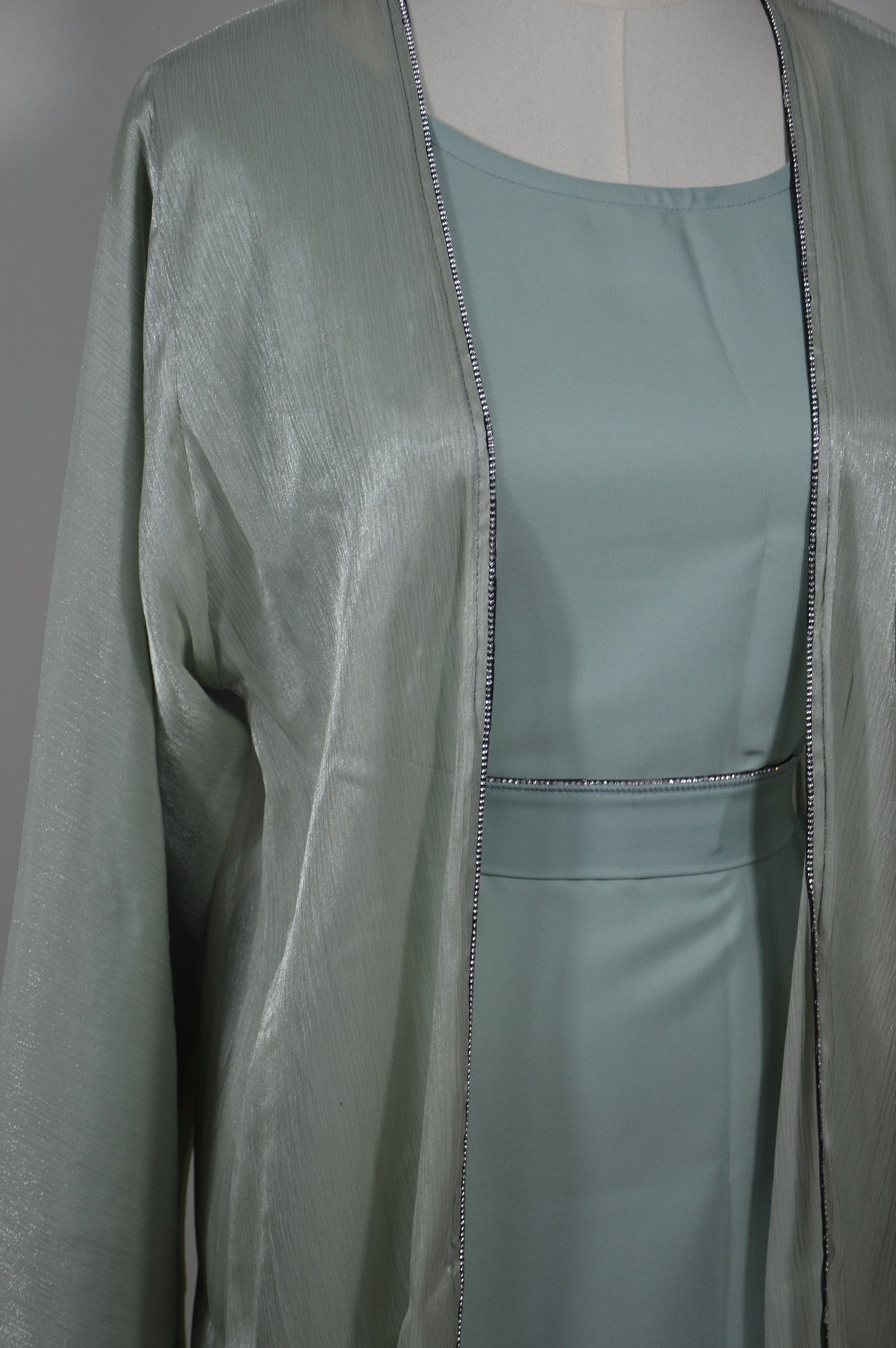 Abaya Kimono Vert d'Eau Perle - collection dubai