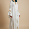 WHITE EMBROIDERED GOLD VELVET JELLABA