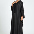 JOHARA BLACK SATIN GANDOURA - ELEGANT AND FLOWY STYLE