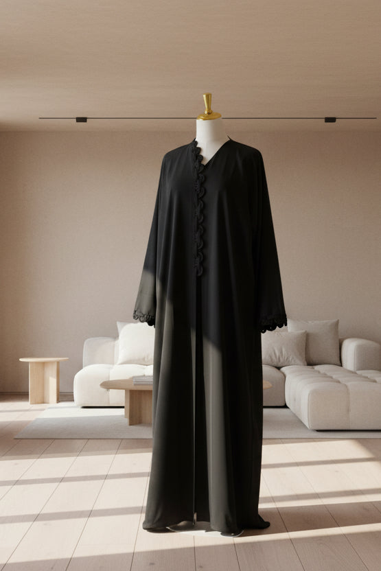 Abaya tressé design Noir - elegance de dubai