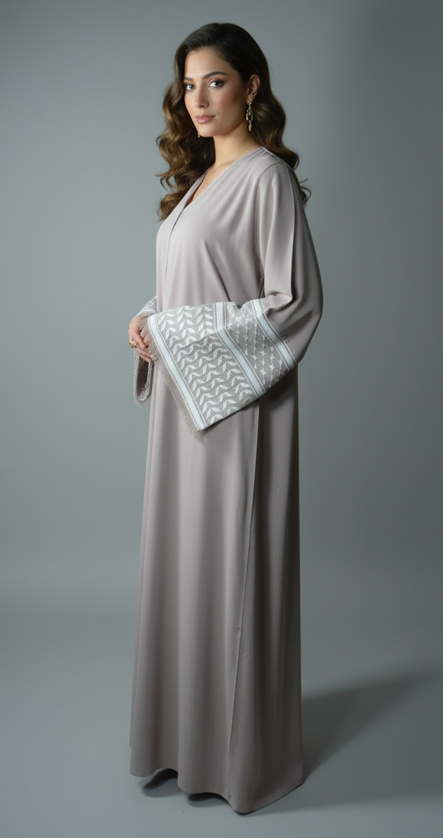 Abaya Beige Premium avec foulard assorti - Élégance Intemporelle