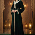 Caftan Col Montant Vert Royal - Velours Prestige