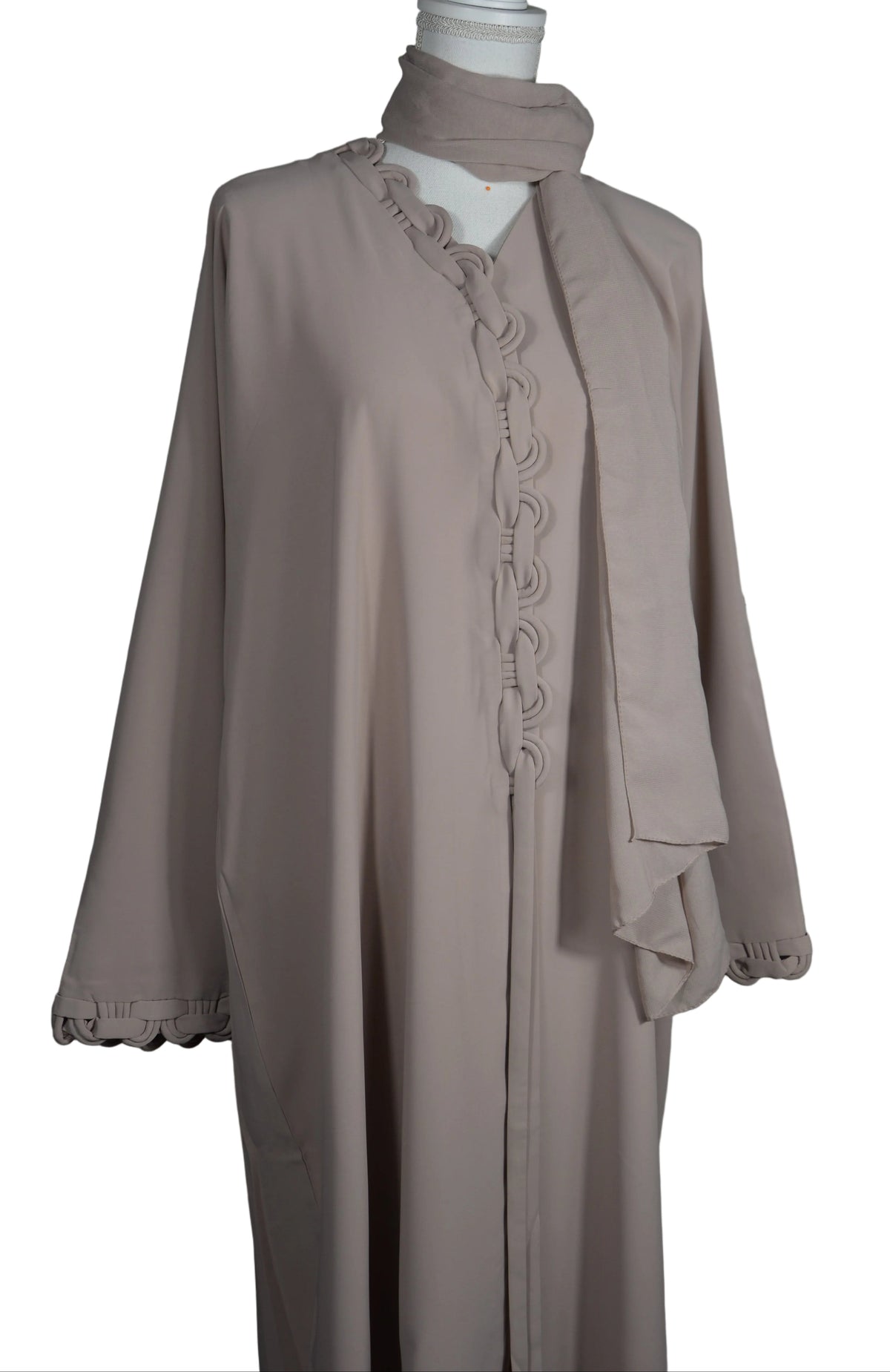 Abaya Tressé Design beige - Élégance de Dubai
