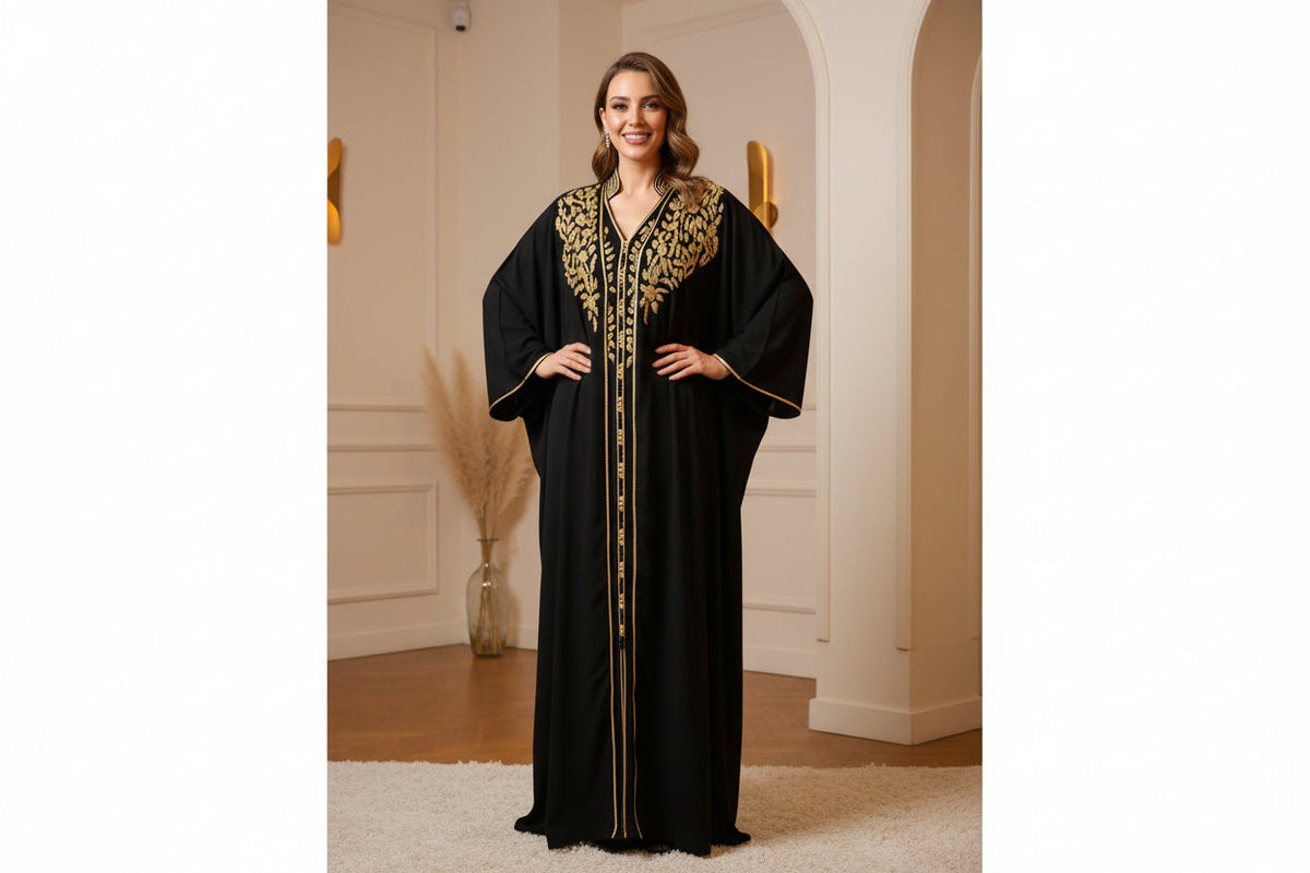 Kimono Perlé Noir Premium - Élégance Prestige