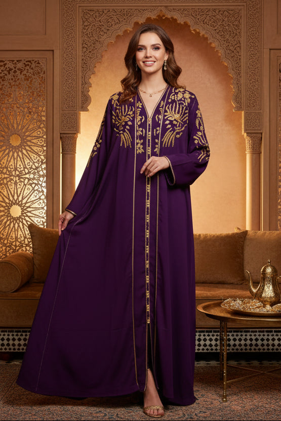 Kimono Perlé Violet Premium - Élégance Prestige