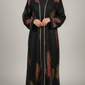 Abaya Kimono Brodé Noir floral - collection dubai