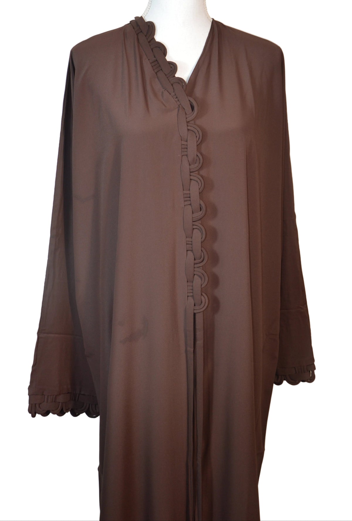 Abaya Tressé Design marron - Élégance de Dubai