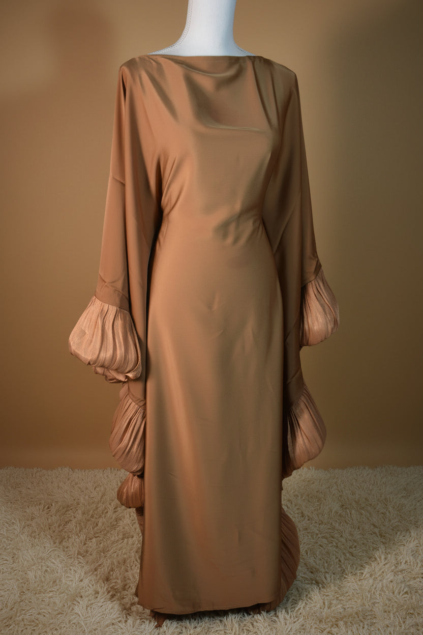 Abaya Marron Papillon - Élégance Artisanale