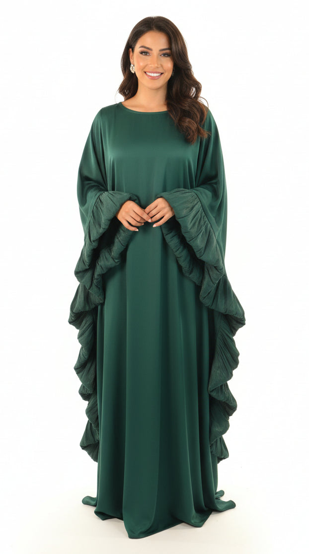 Abaya Verte Papillon - Élégance Emiratie