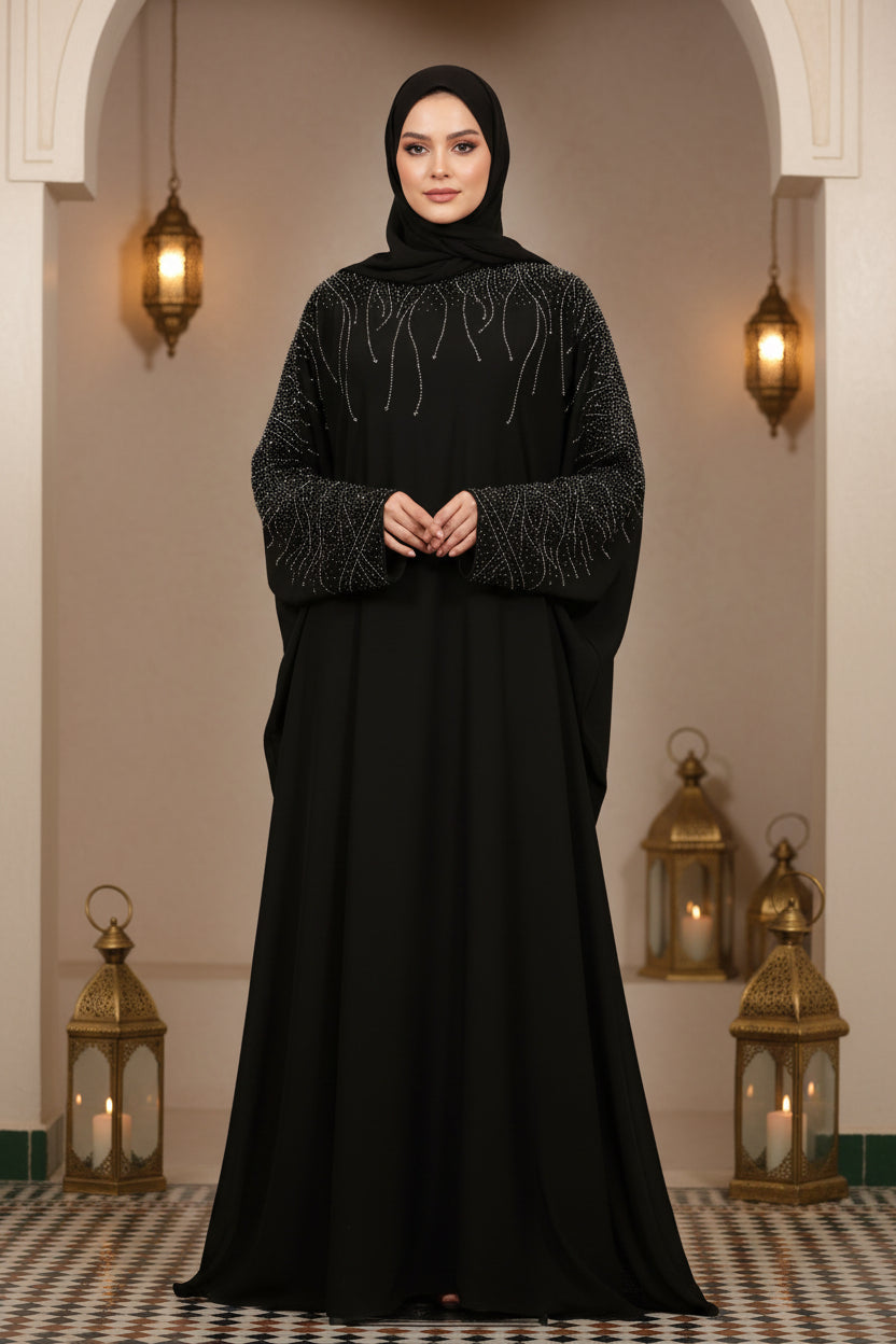 Abaya Farasha Noir Scintillant