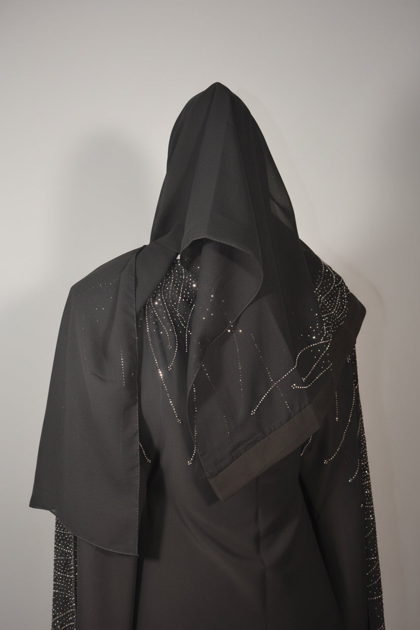 Abaya Farasha Noir Scintillant