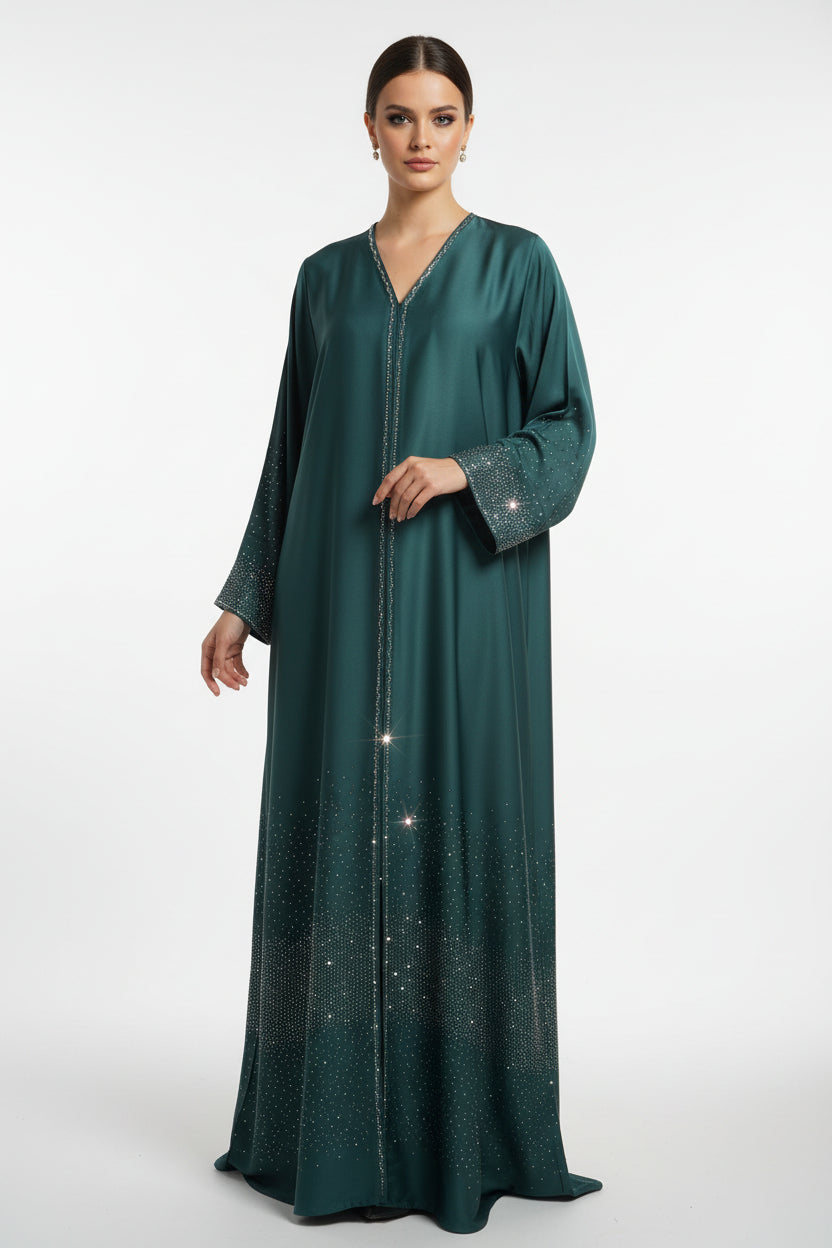 Abaya Vert Brillant - Élégance Émeraude