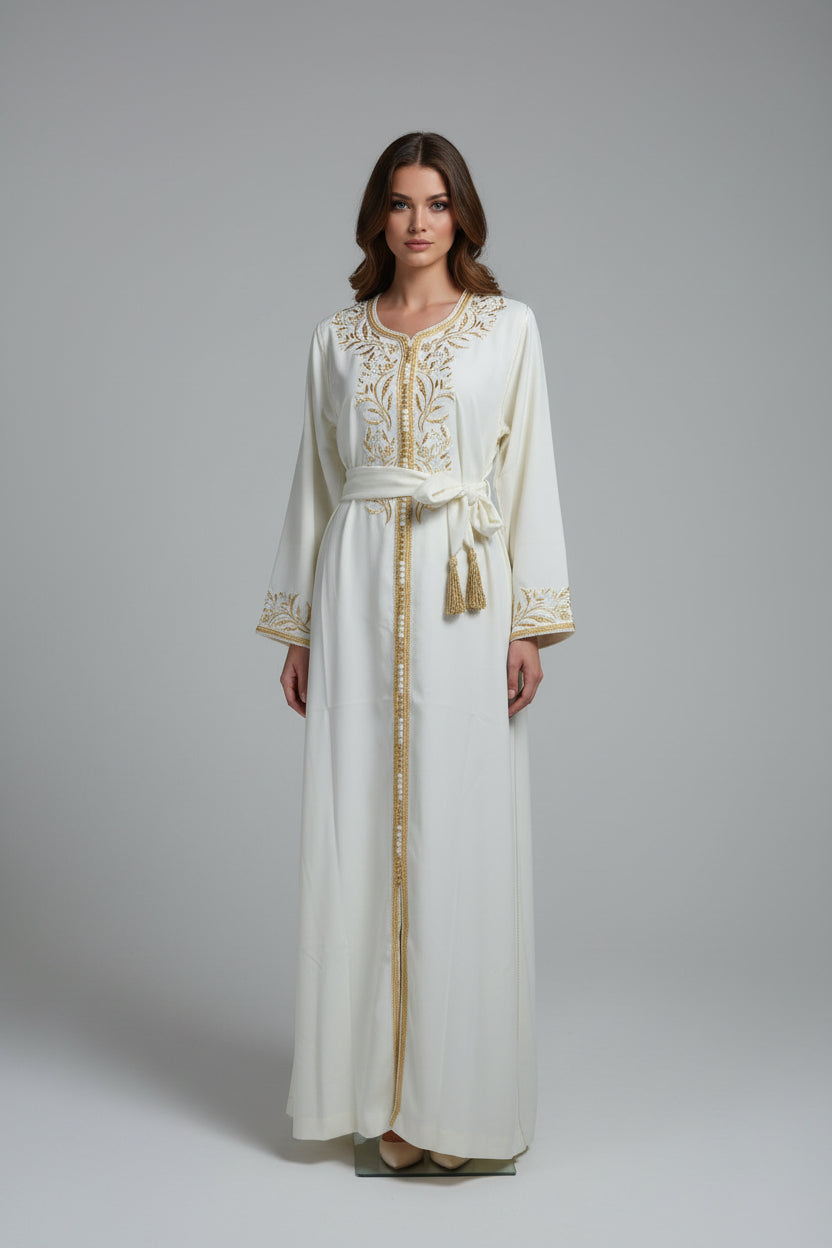 Gandoura Blanche – Élégance Marocaine Intemporelle