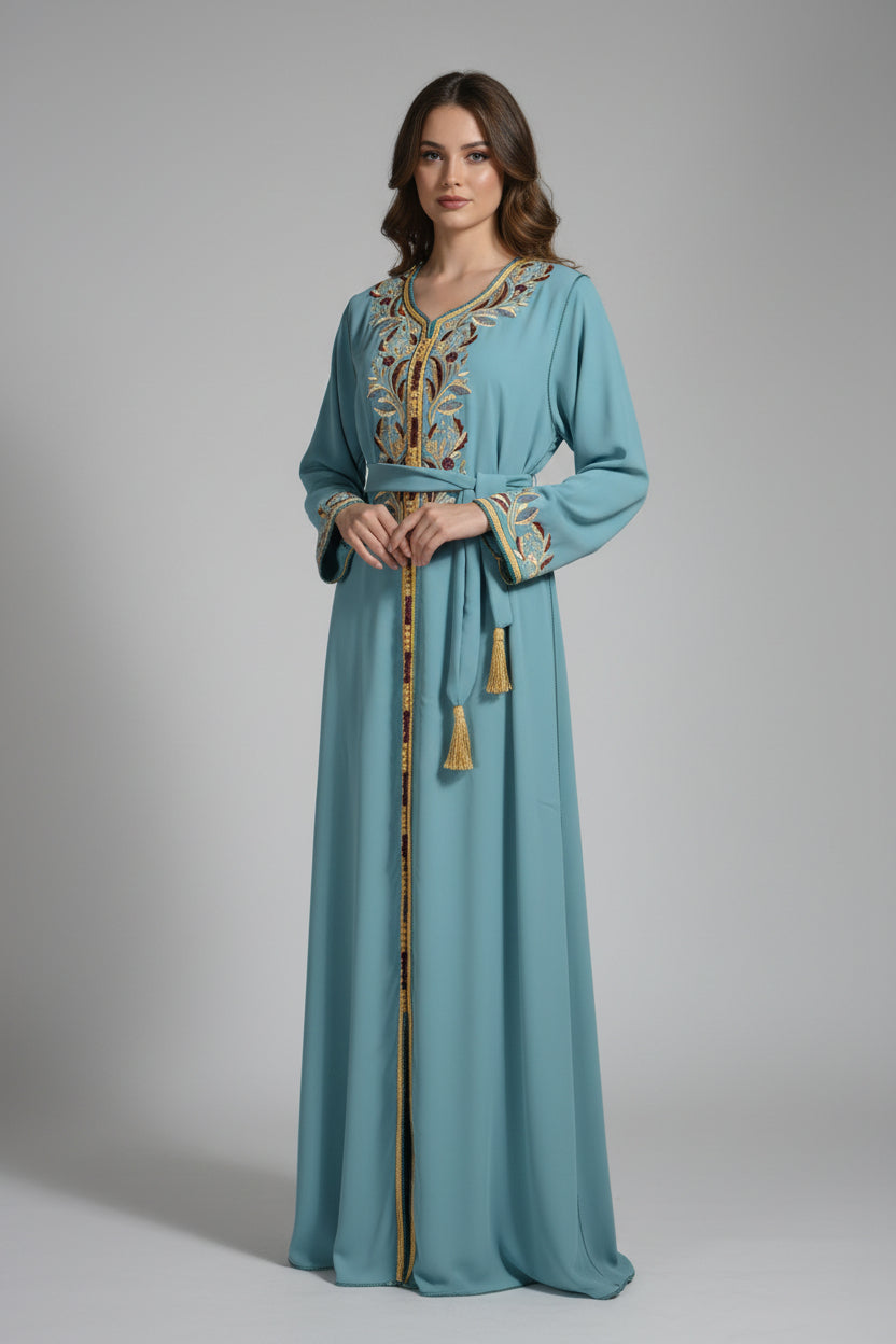 Gandoura Bleue – Sérénité & Élégance Marocaine