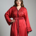 Caftan Bordeaux Brillant Luxe - Robe Marocaine Élégante