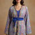 Blazer Sari Doublé Violet – Fusion Orientale & Élégance Contemporaine