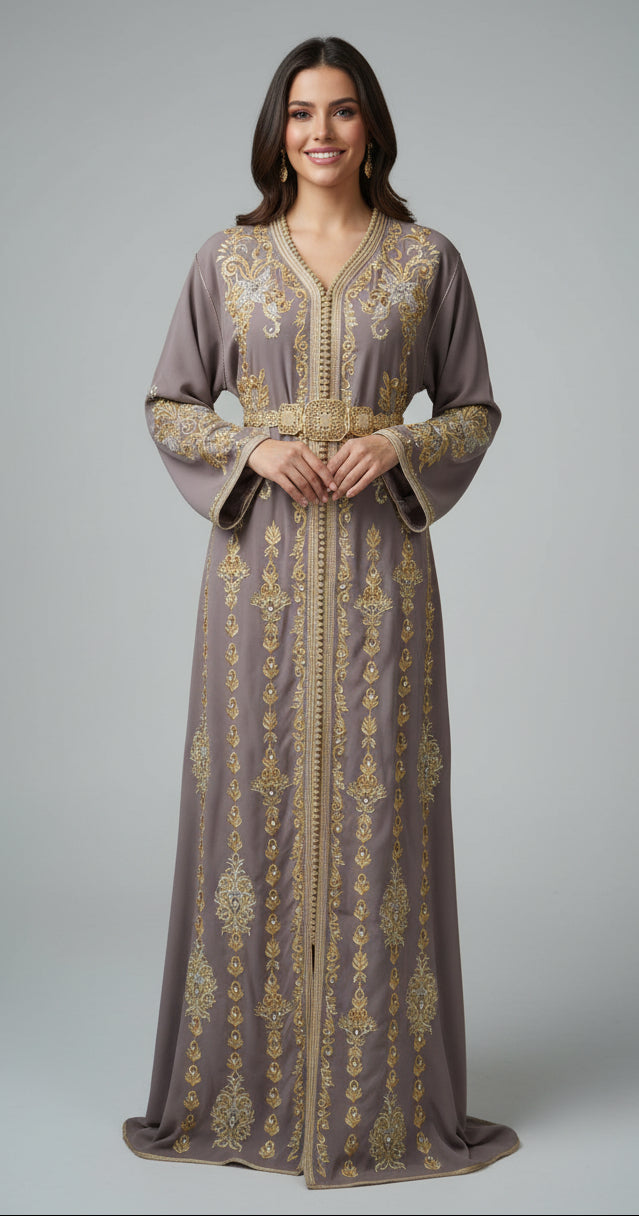 Caftan Maria Beige Nude Perlé