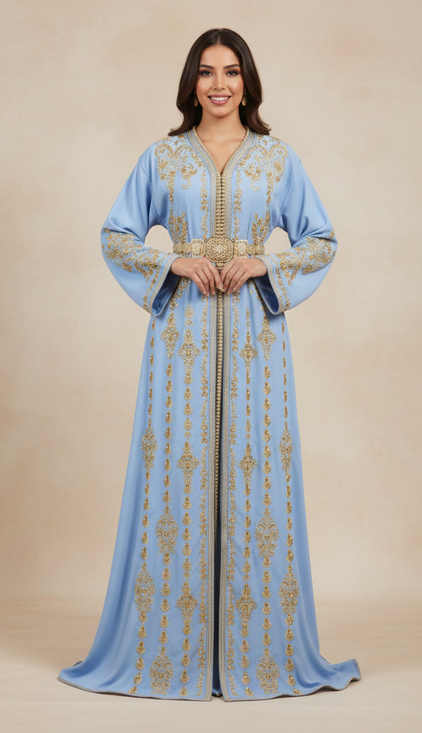 Caftan Maria Bleu Perlé