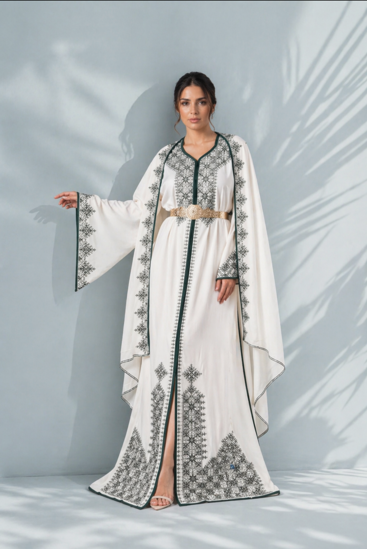 Caftan Fassi Royal avec Cape — Vert Royal